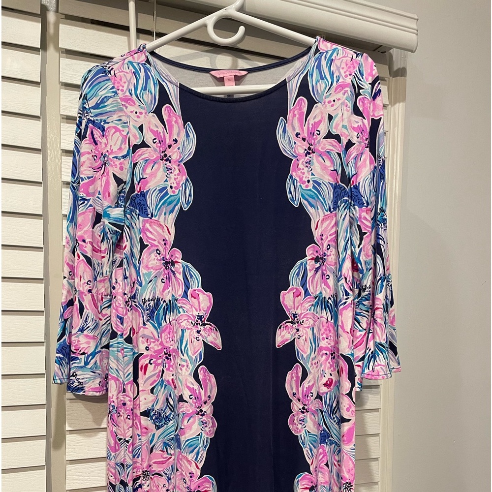 Lilly Pulitzer Long-sleeve Pink Blue Floral Dress